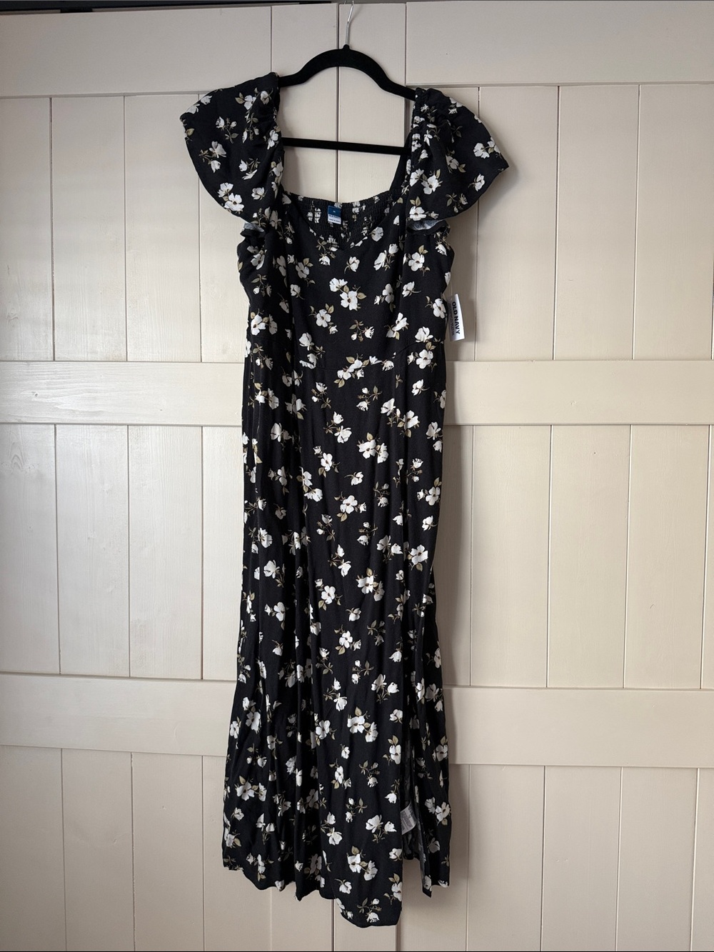 Old Navy Black Maxi Dress with White Floral Print